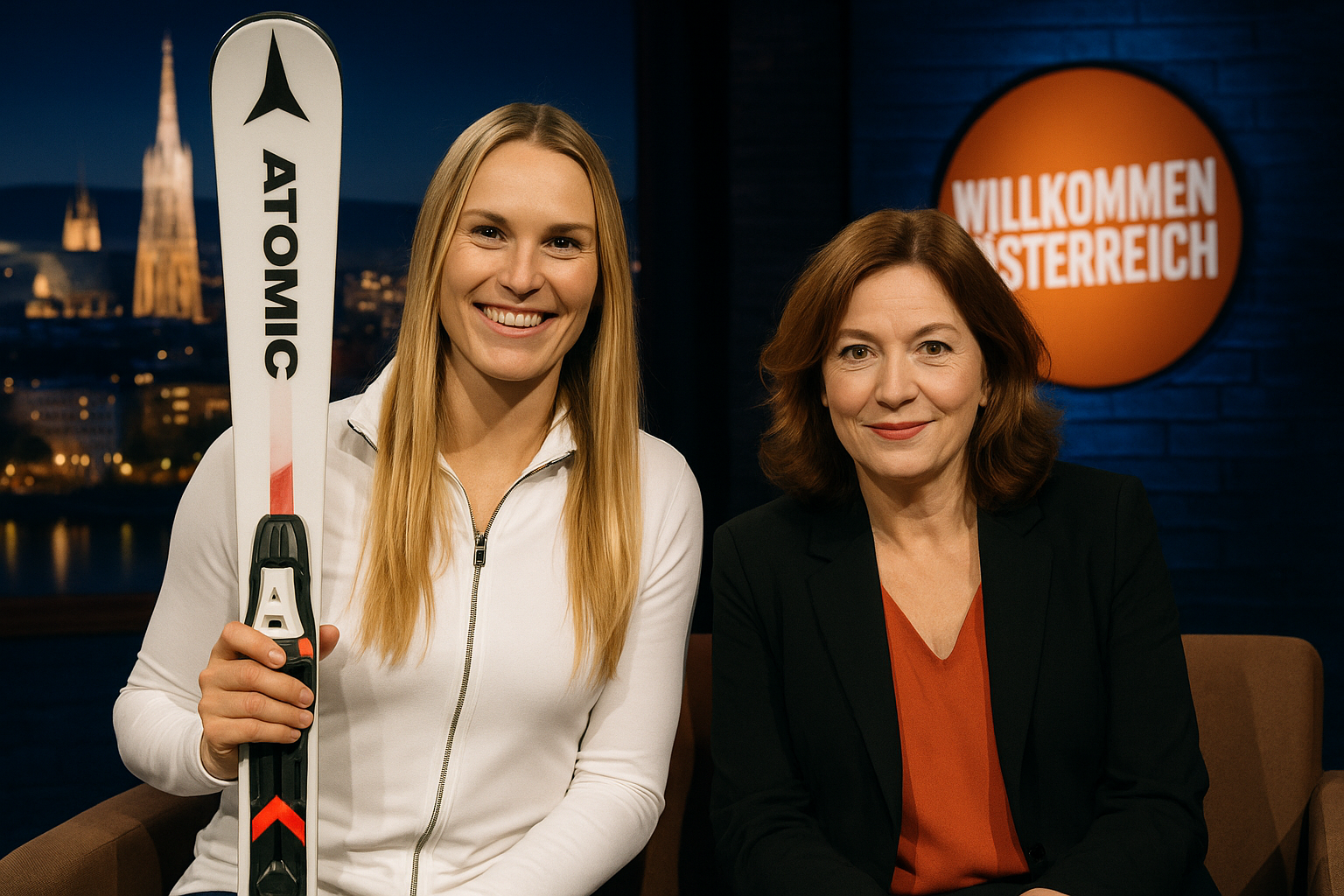 Titelbild zu „Ski-Legende und Bestseller-Autorin: Das explosive Duo bei „Willkommen Österreich“!“