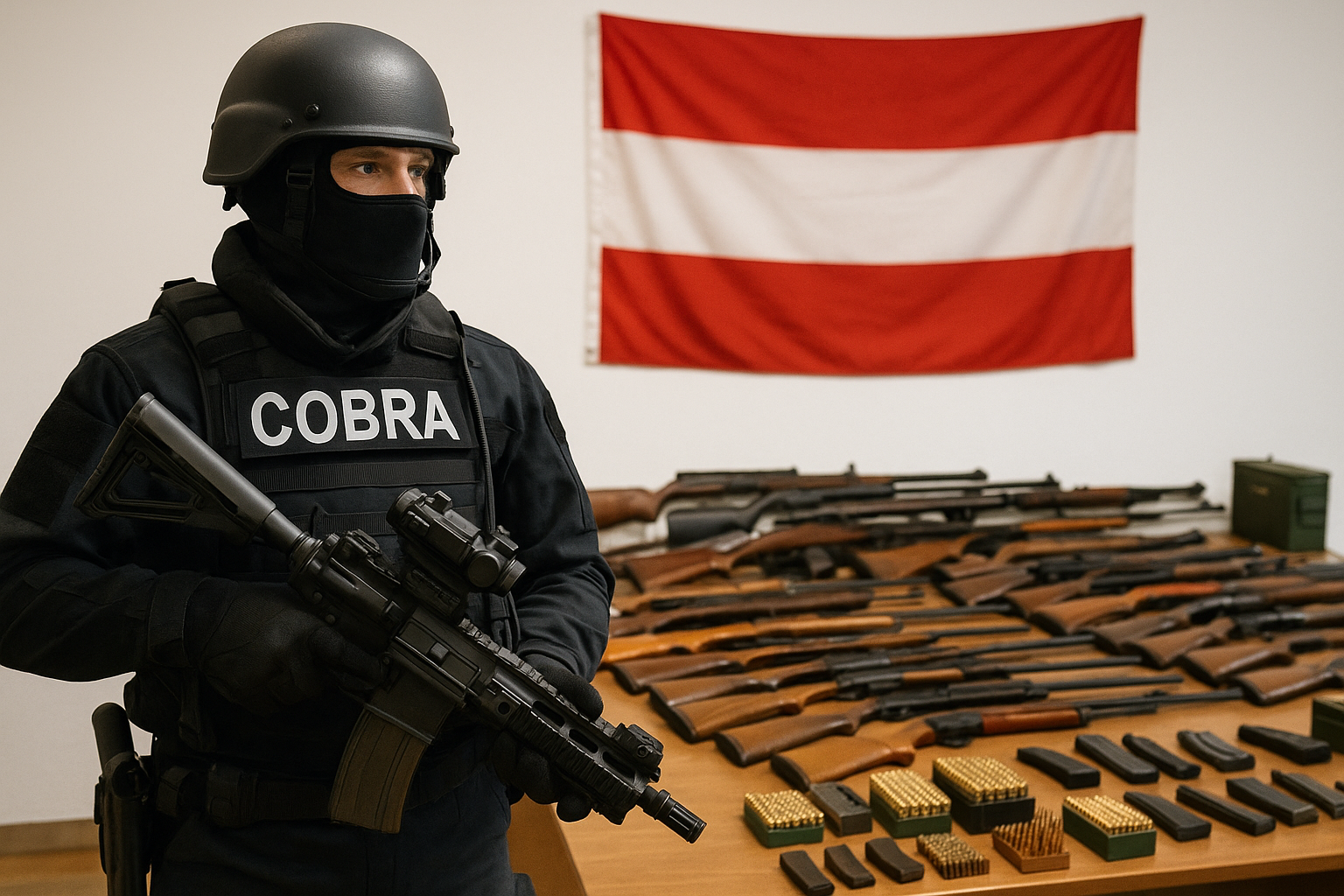 Titelbild zu „Schock in Österreich: Cobra-Einsatz enthüllt Waffenlager – Grüner Aufschrei nach strengeren Gesetzen!“