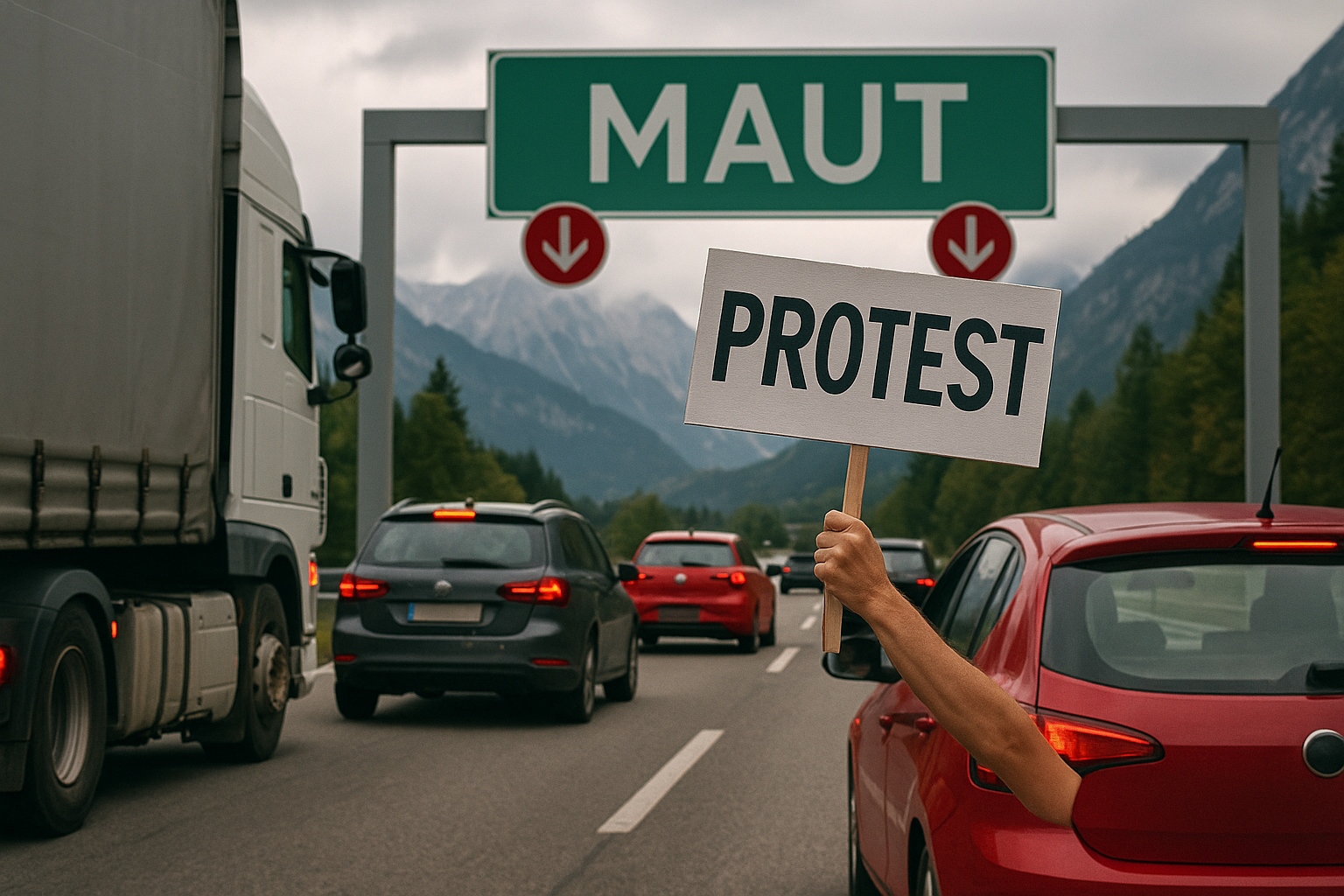 Titelbild zu „Maut-Drama in Österreich: Drohende Protestfahrt sorgt für Aufruhr!“