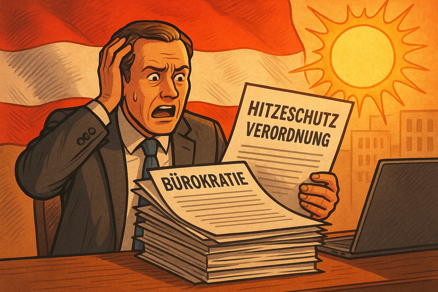 Titelbild zu „Bürokratie-Schock: Neue Hitzeschutzverordnung bedroht Österreichs Betriebe!“