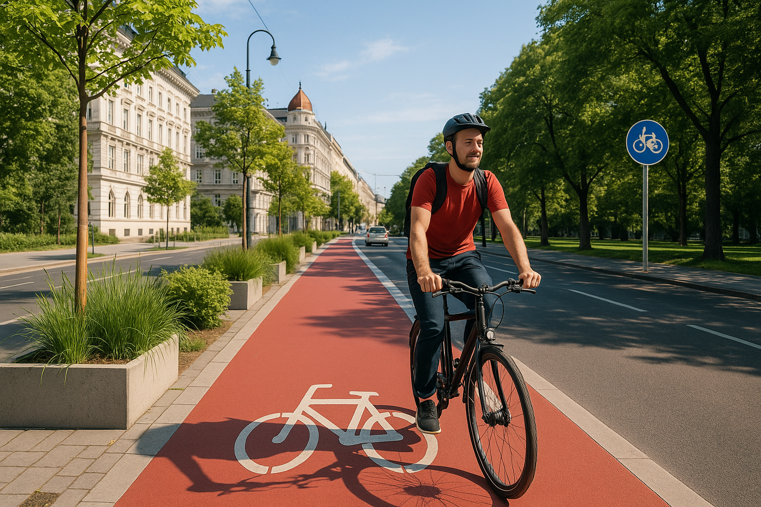 Titelbild zu „Wien investiert massiv in Radwege: Mehr Sicherheit und Begrünung“