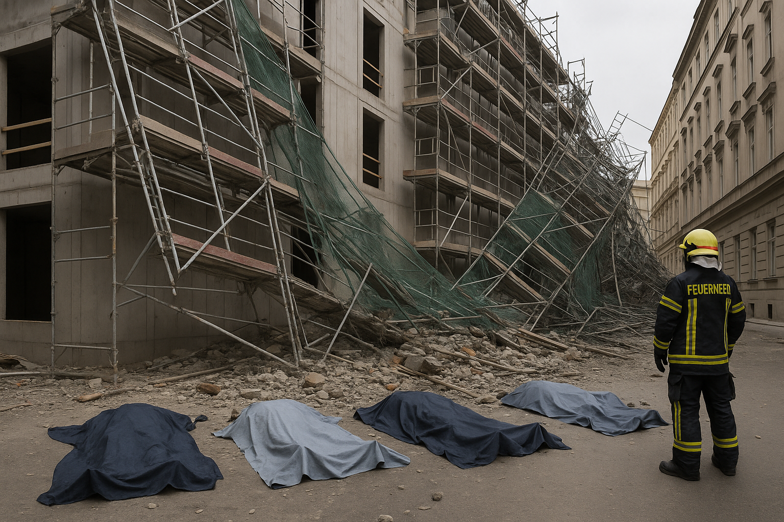 Titelbild zu „Tragischer Bauunfall in Wien: Vier Tote nach Gerüst-Einsturz“