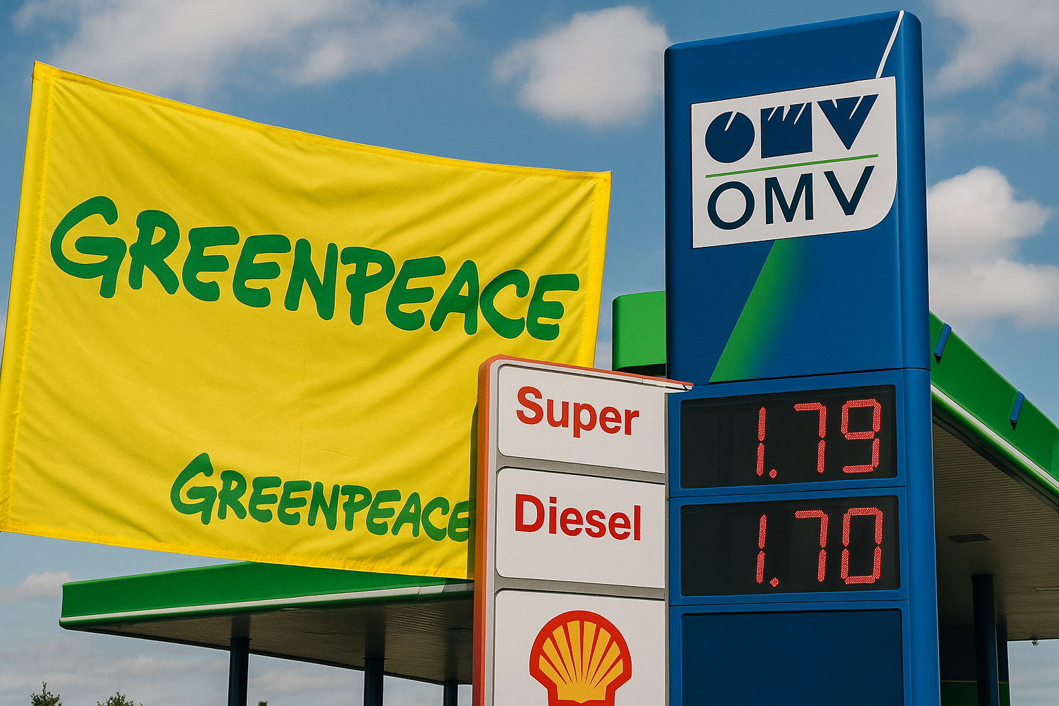 Titelbild zu „Greenpeace kritisiert Spritpreisbremse: OMV-Gewinne im Fokus“